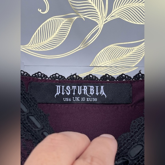 Disturbia Plum Lace Slip Dress | Whimsigoth Goth Core Mini | US 6 - Picture 14 of 15